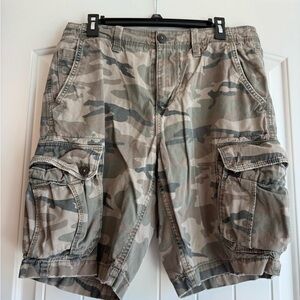 American Eagle Outfitters Men's Camo Cargo Shorts - Green/Tan